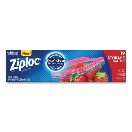 ZIPLOC Double Zipper Storage Bags, 1 gal, 1.75 mil, 9.6 x 12.1, Clear, PK228 PK 314467